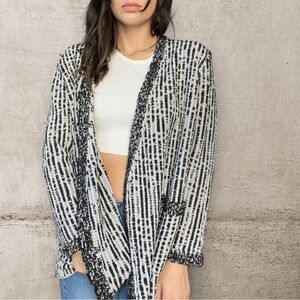 Donated.  Zara - Long Knitted Black & White Cardigan